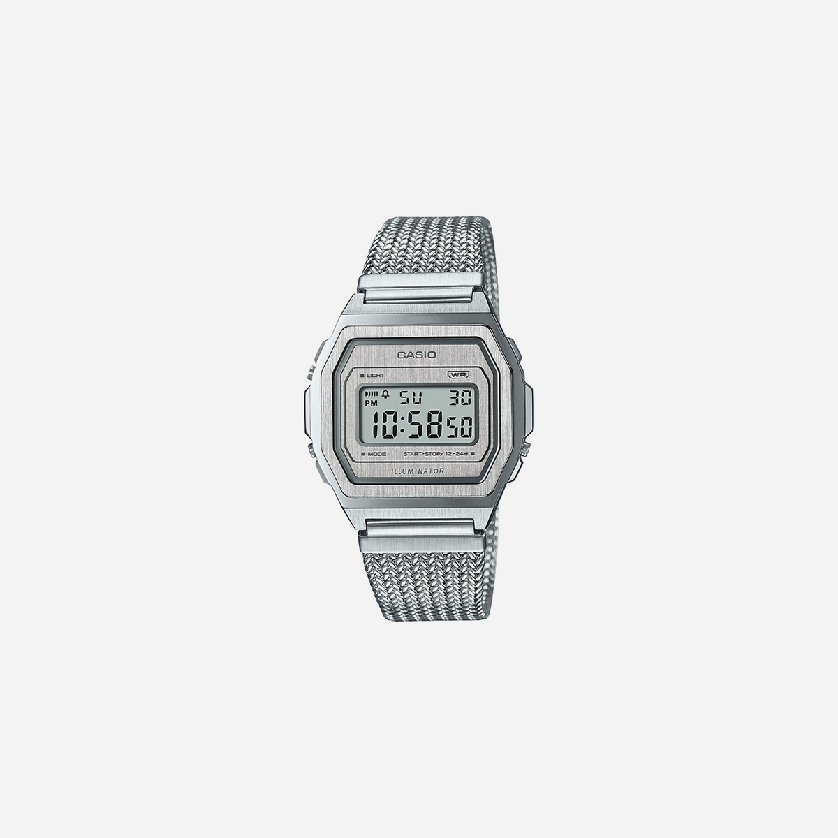 Casio Vintage A1000MA-7DF Quartz Silver European Vintage Dial Digital Stainless Steel Watch