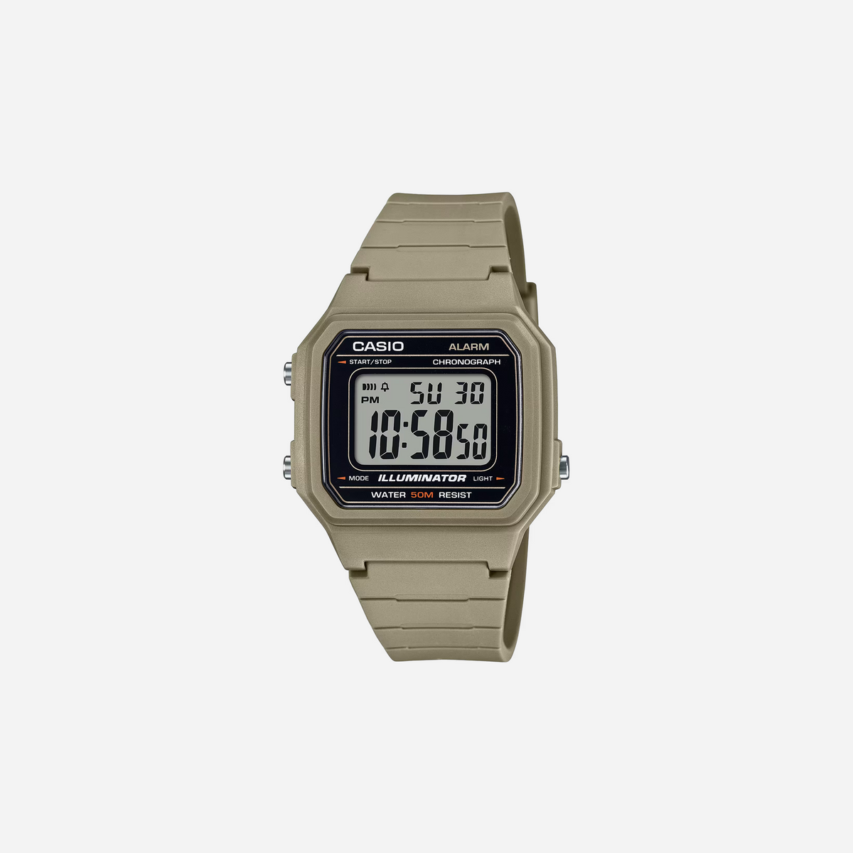 Casio Youth W-217H-5AVDF Quartz Black Dial Rugged Beige Strap Digital Resin Illuminator Watch