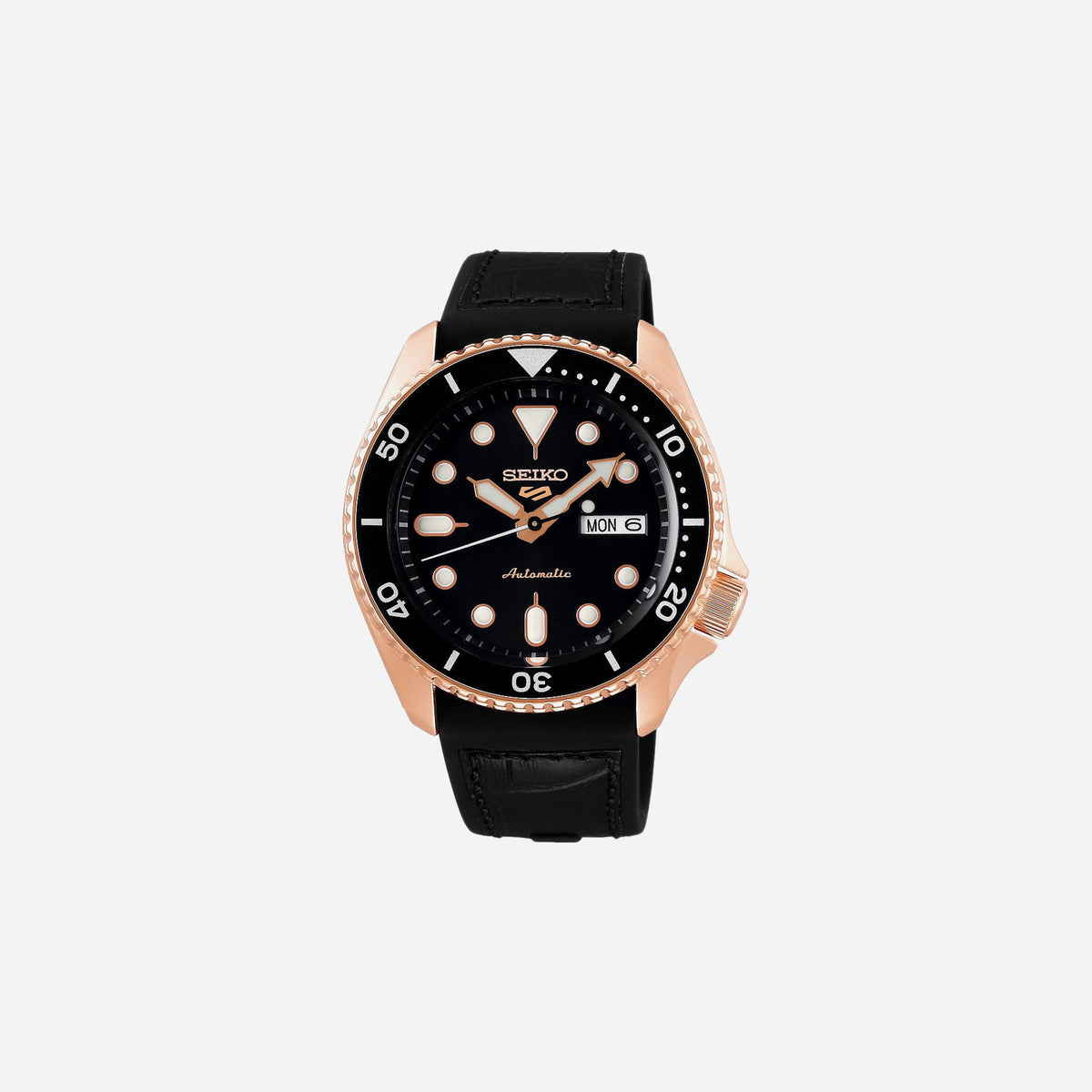 Seiko 5 Sports Automatic Watch Black Dial Silicon Strap Watch - SRPD76K1