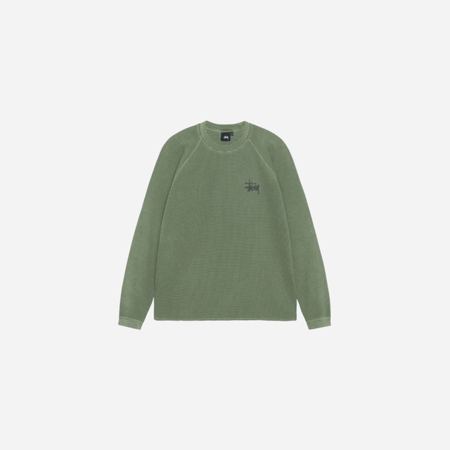 STUSSY RAGLAN THERMAL LS CREW PINE