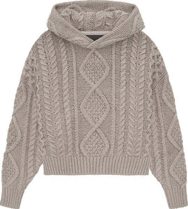 FEAR OF GOD ESSENTIALS CABLE KNIT HOODIE CORE HEATHER – The ...