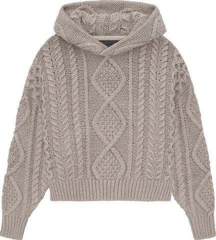 Fear Of God Essentials Cable Knit Hoodie Core Heather