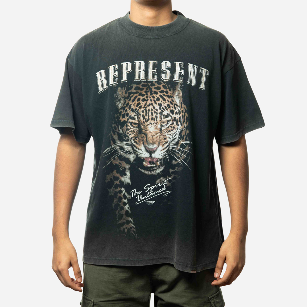 Represent The SPirit Untamed Leopard T-Shirt Vintage Black