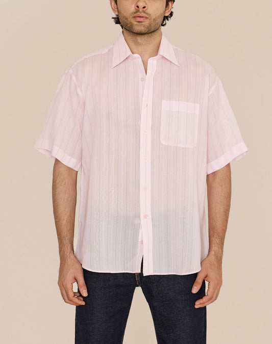 Balenciaga Pink Cotton Striped Oversized Shirt