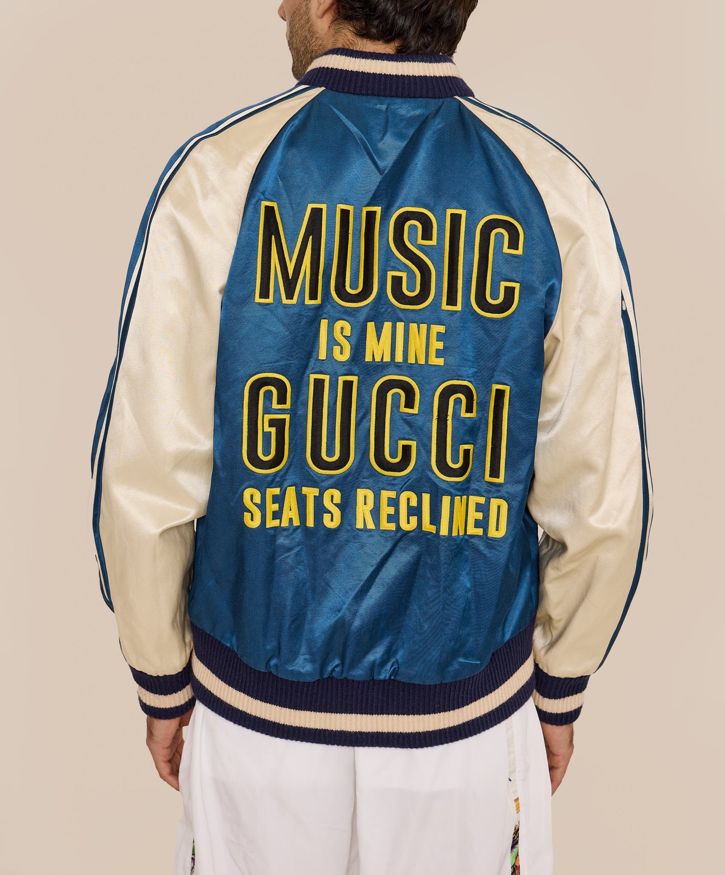 GUCCI BLUE JACKET MUSIC IS MINE GUCCI SEATS RECLINED