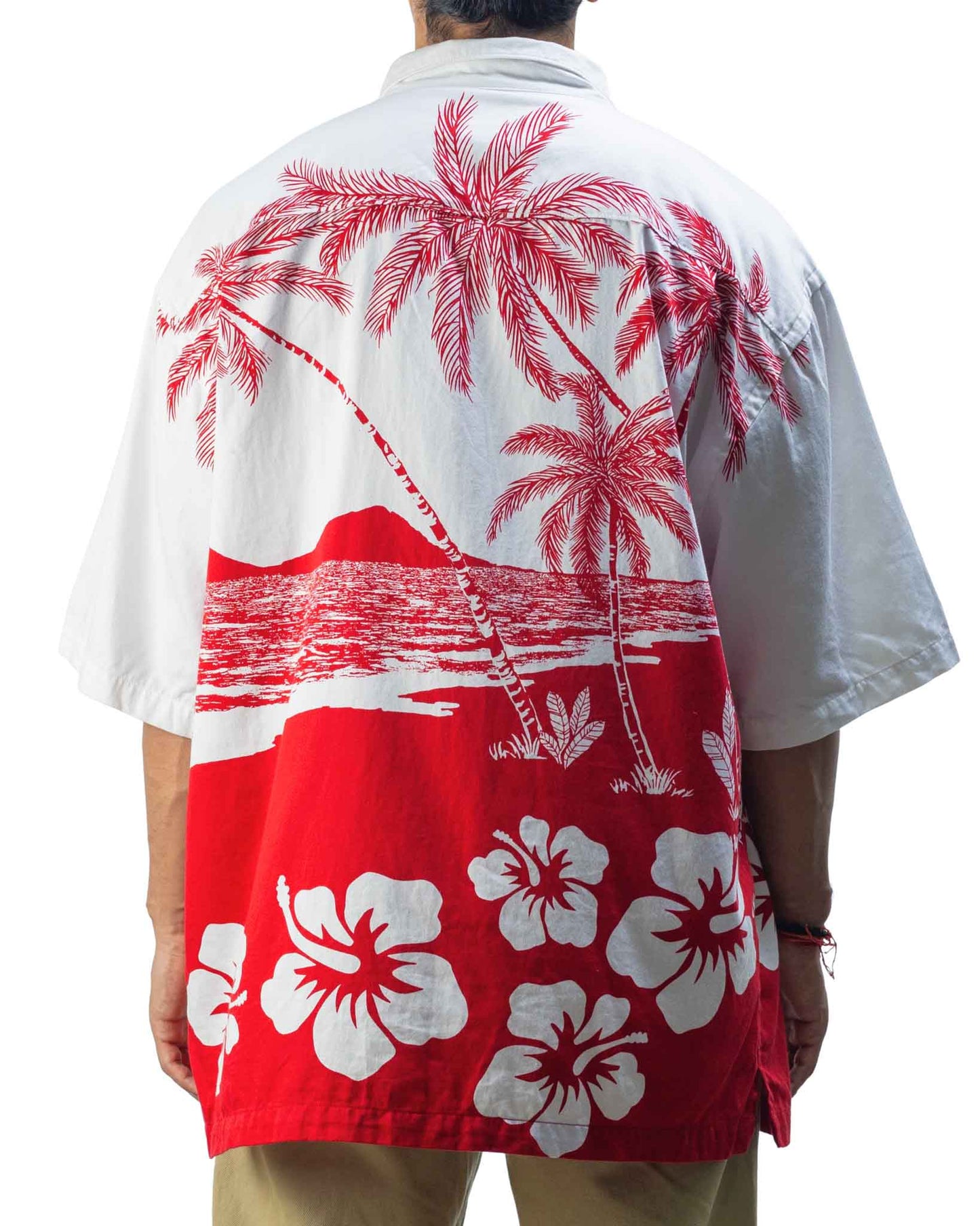 Vintage Chill Wear White Red Palm Tree Brach Shirt