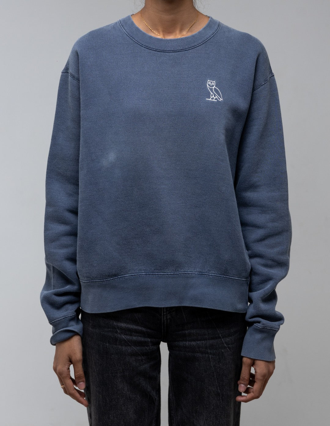 Ovo Womens Garment Dye Crewneck Odyssey Blue