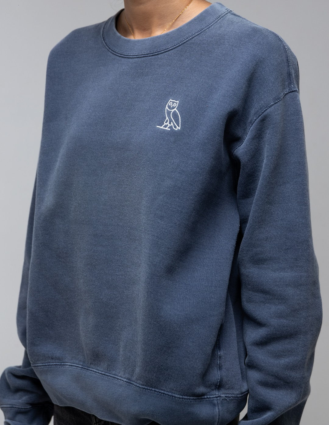 Ovo Womens Garment Dye Crewneck Odyssey Blue