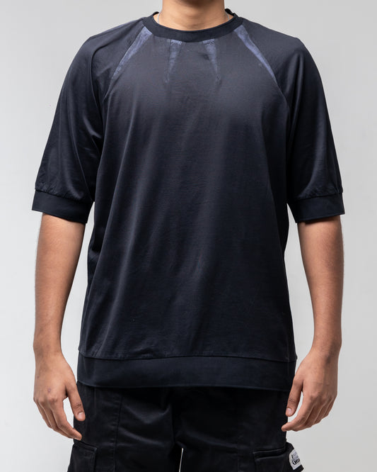 Paul Smith Mainline Cotton Black Tshirt With Faux Suede Panels