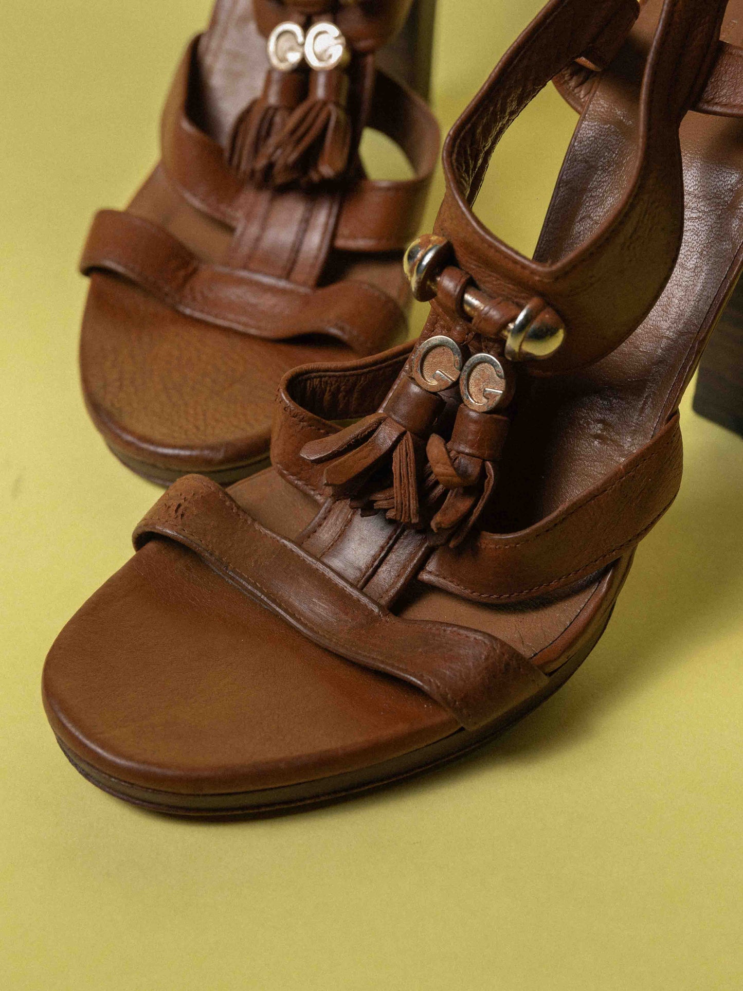 Gucci Marrakech Leather Sandals Camel