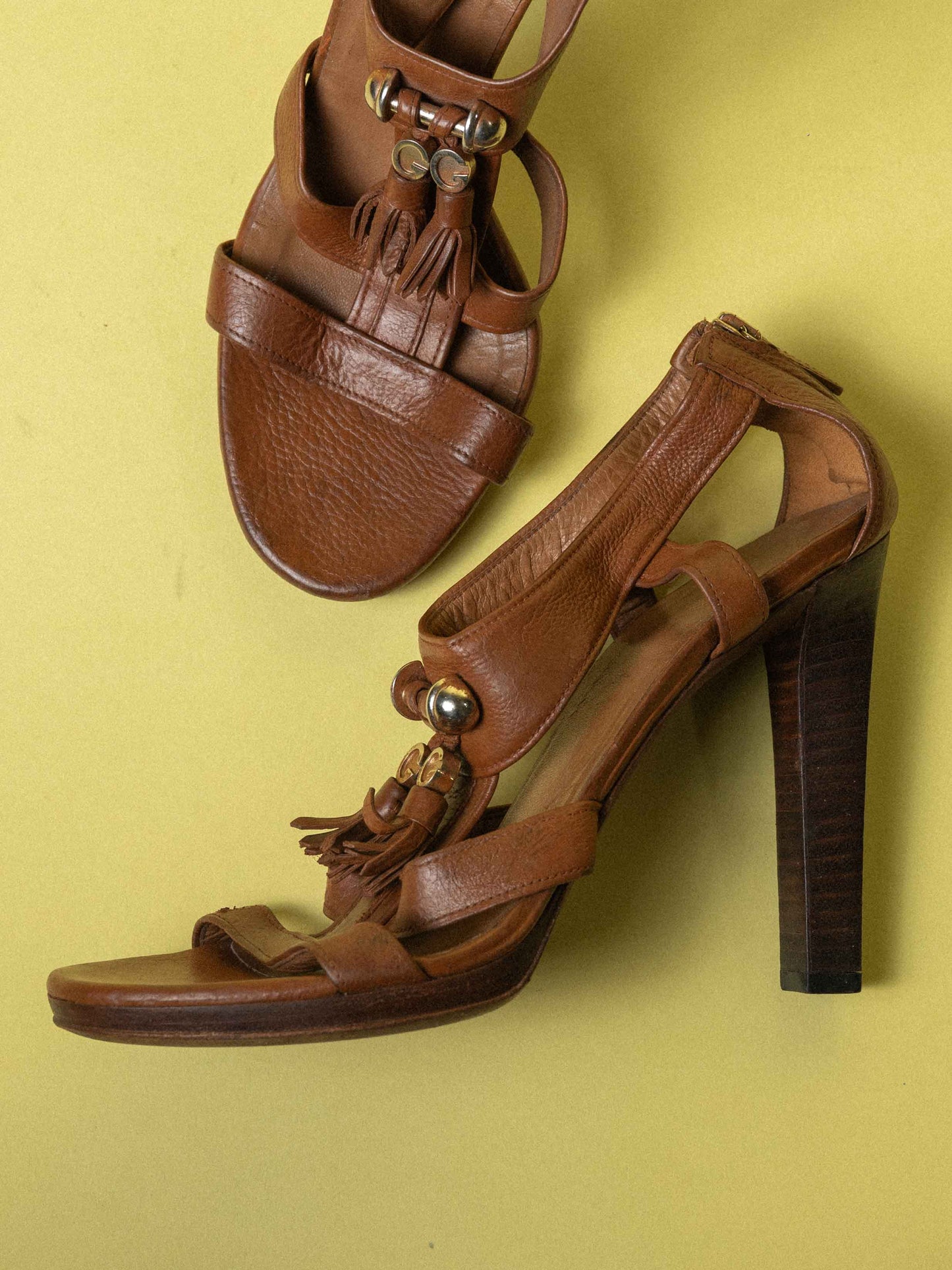 Gucci Marrakech Leather Sandals Camel