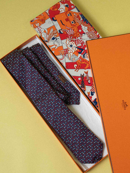 Hermes Paris Tie 7 H Robe du Soir tie