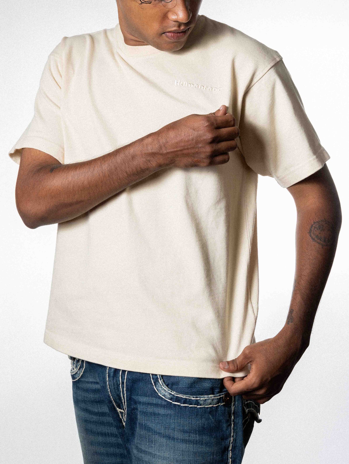 adidas Originals x Pharrell Williams premium basics t-shirt in off white