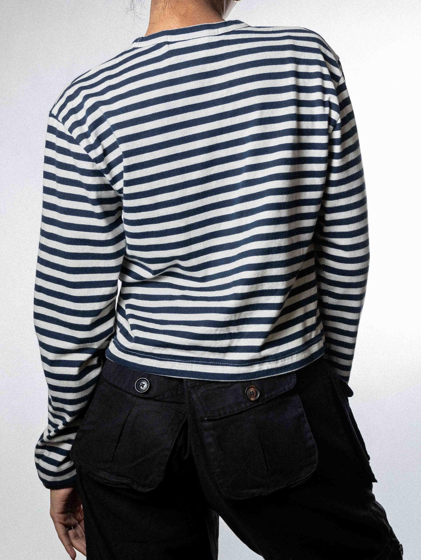 CDG Striped Long Sleeve Top - Navy & White