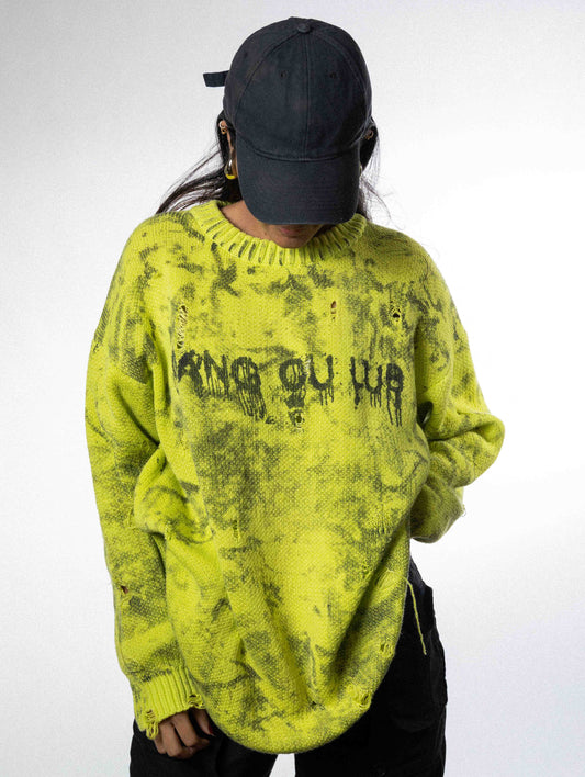 Bang Ou Luo Knit Sweatshirt Lime Green