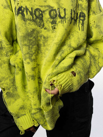 Bang Ou Luo Knit Sweatshirt Lime Green