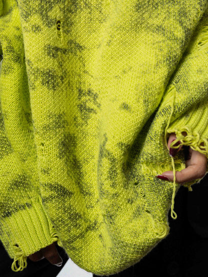 Bang Ou Luo Knit Sweatshirt Lime Green