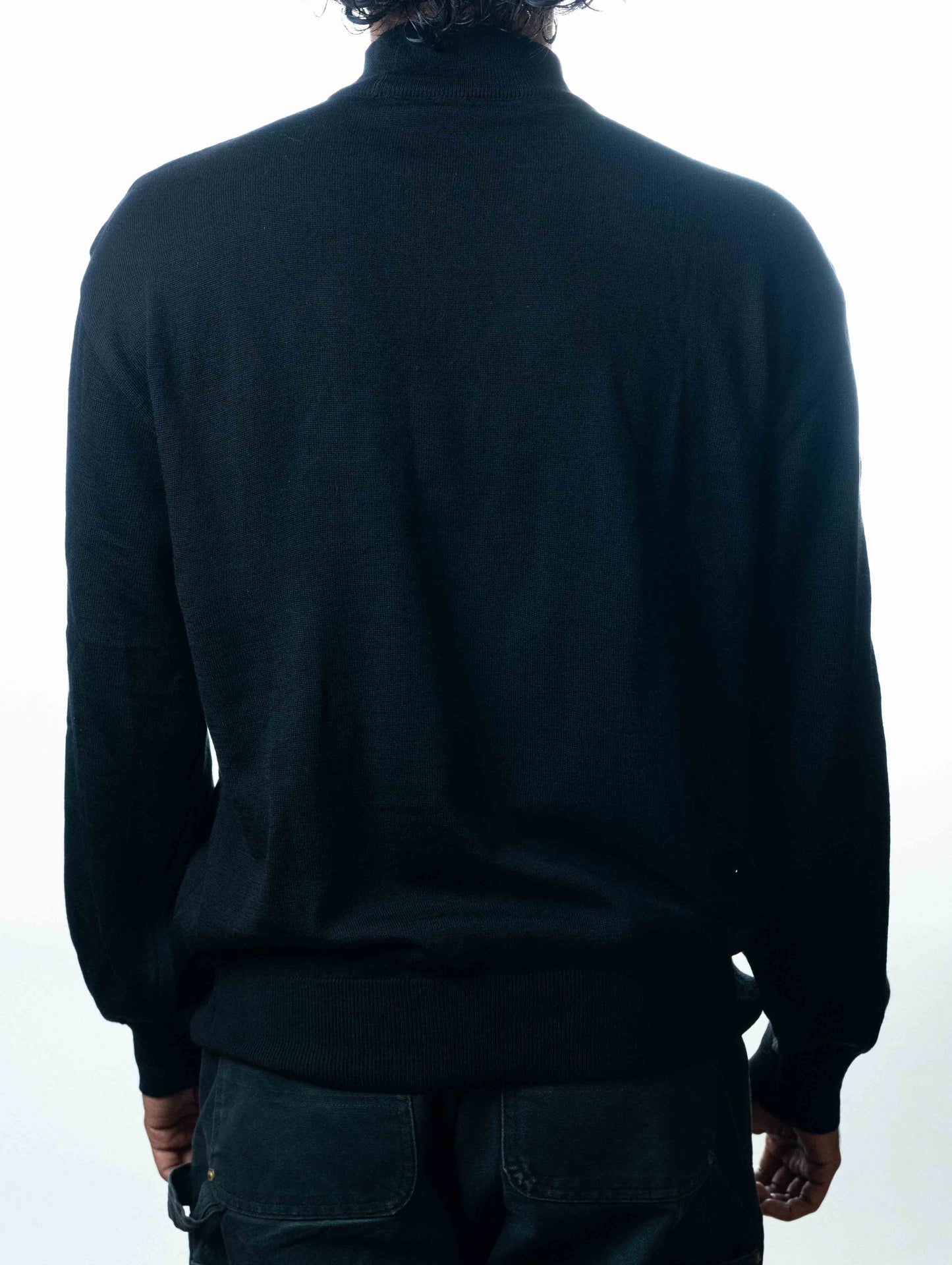 Saint Laurent Black Logo Embroidered Wool Turtleneck Sweater