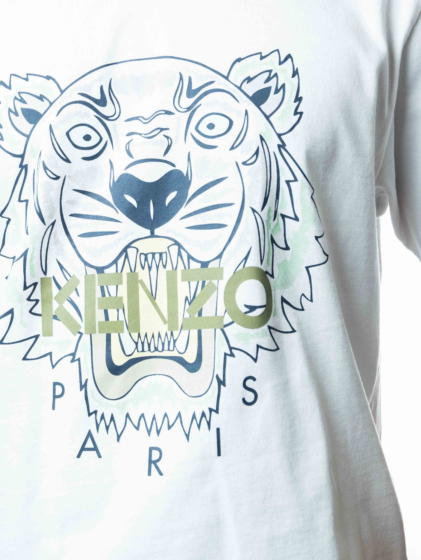 Kenzo Men's White Classic Green/ Black Tiger White T-Shirt