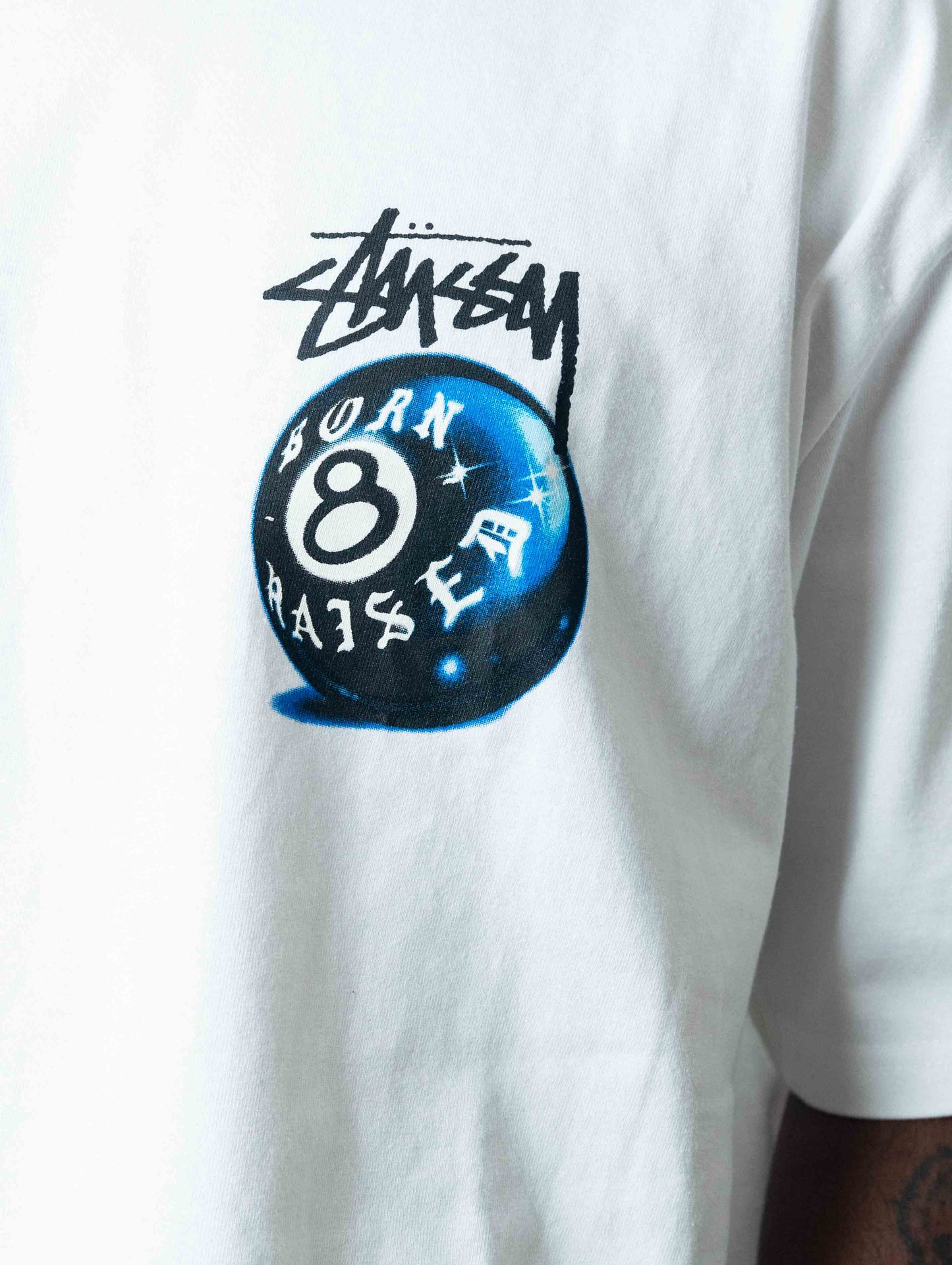 Stussy x Born X Raised 8 Ball Tee 'White'