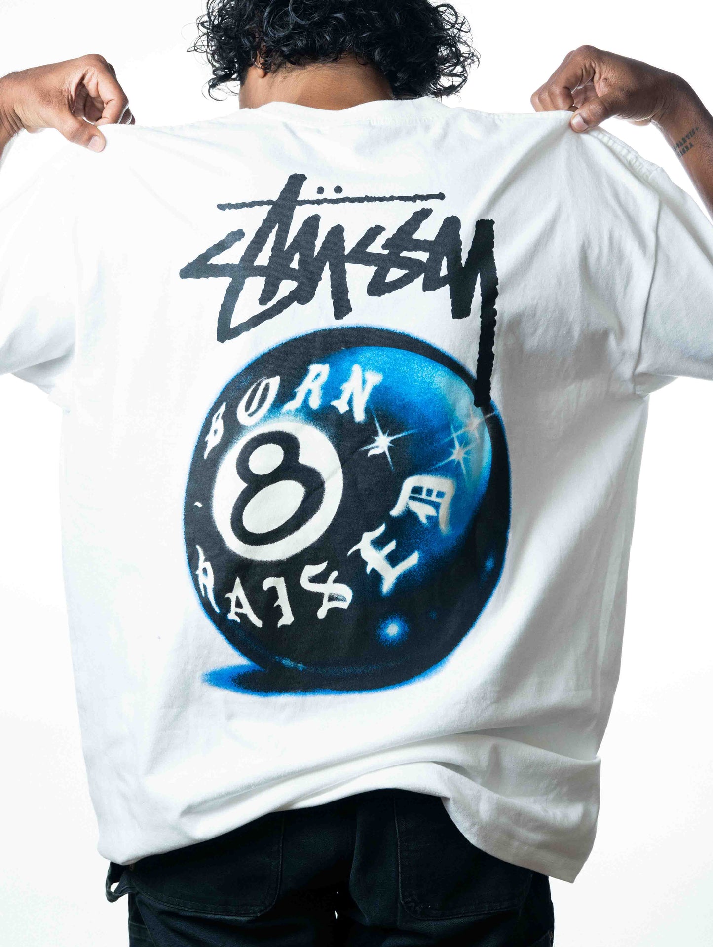 Stussy x Born X Raised 8 Ball Tee 'White'