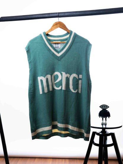 MEN'S MERCI GREEN KNIT VEST SWEARTSHIRT - GREEN