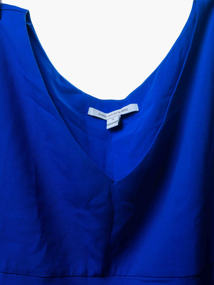 Diane Von Furstenberg Dress Bevin Blue Ruched Sleeveless Dress