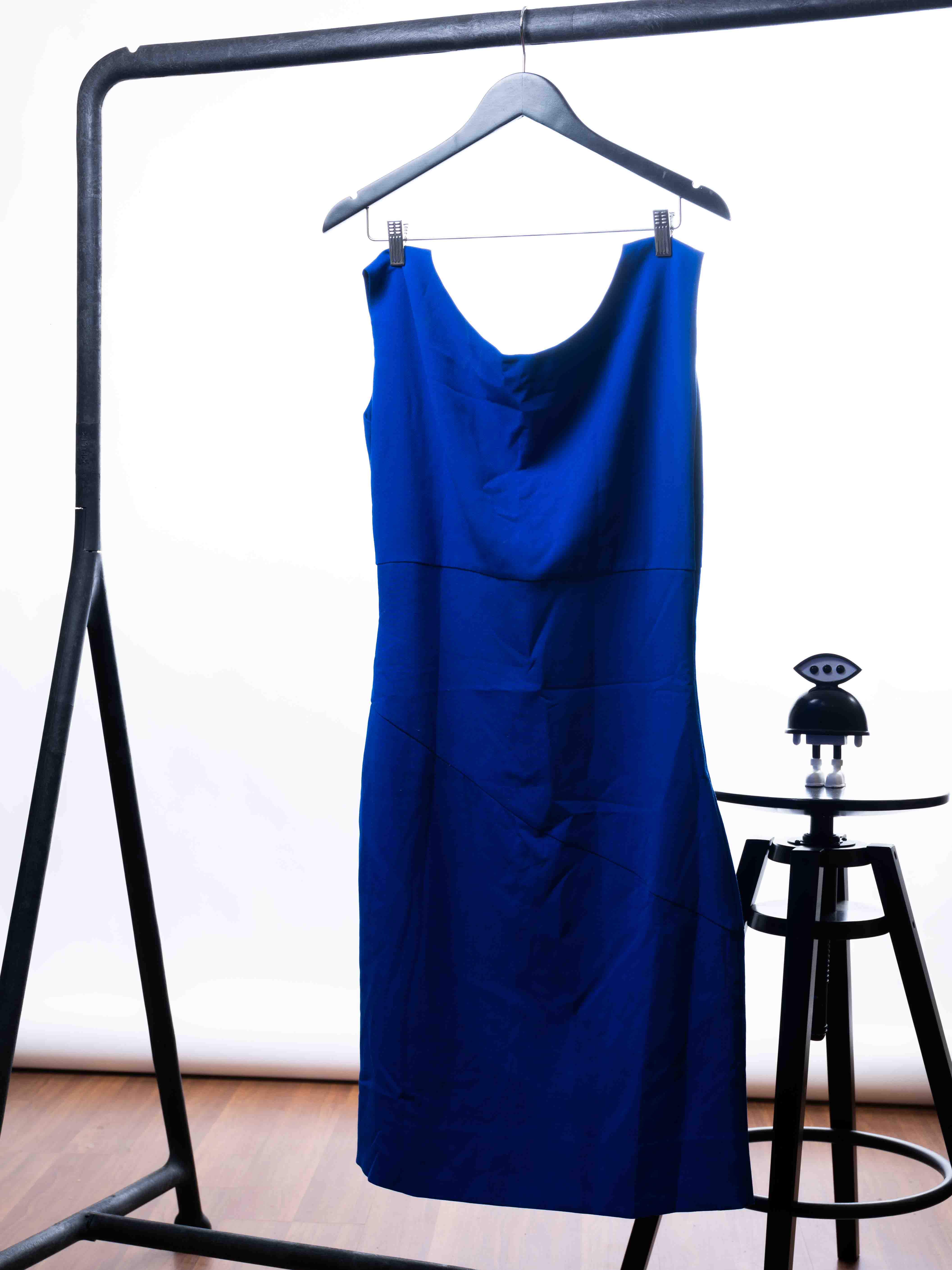 DIANE VON FURSTENBERG DRESS BEVIN BLUE RUCHED SLEEVELESS SHEATH The Mainstreet Marketplace