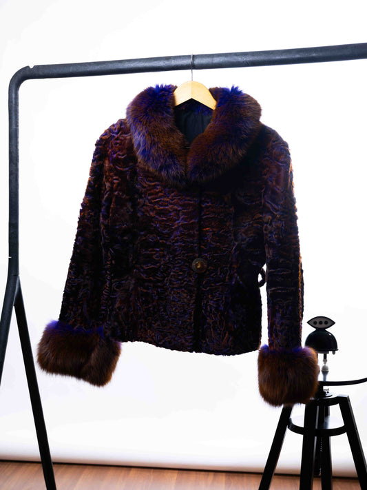 Golden And Purple Fur Jacket