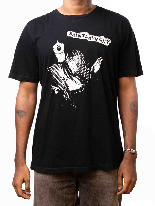 Saint Laurent Black Rock Band Print T-Shirt - Black