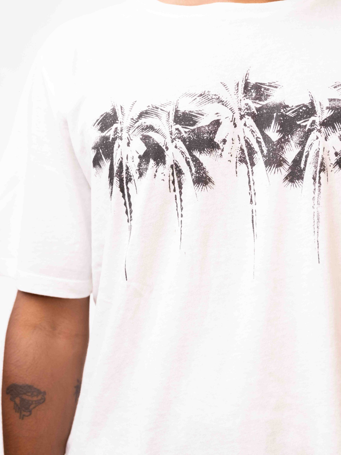 SAINT LAURENT PALM TREE PRINT TEE - WHITE