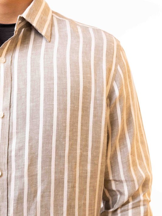 MOSSIMO DUTTI 100% LINEN SLIM FIT STRIPED SHIRT