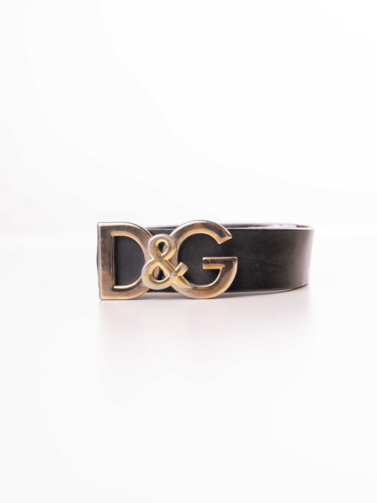 DOLCE & GABBANA BLACK LEATHER BELT