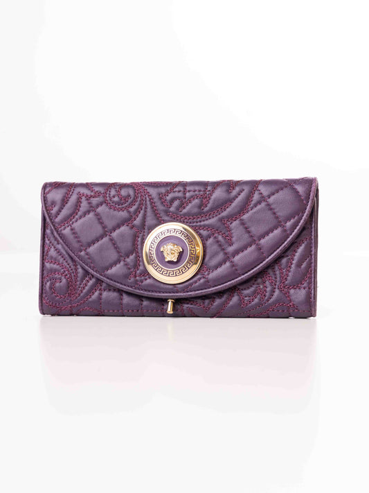 VERSACE LOGO PLUM WALLET