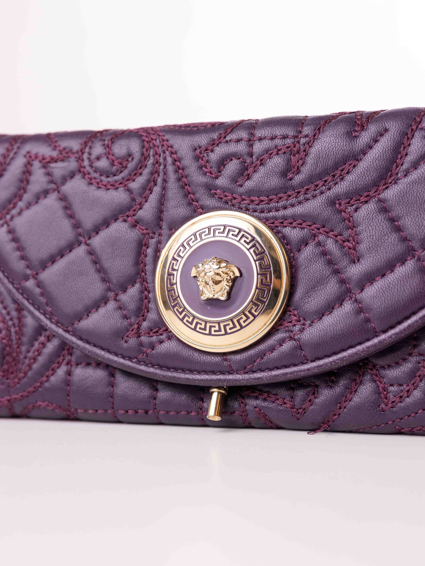 VERSACE LOGO PLUM WALLLET