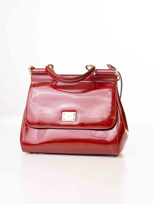 DOLCE & GABBANA PATENT LEATHER SICILY BAG