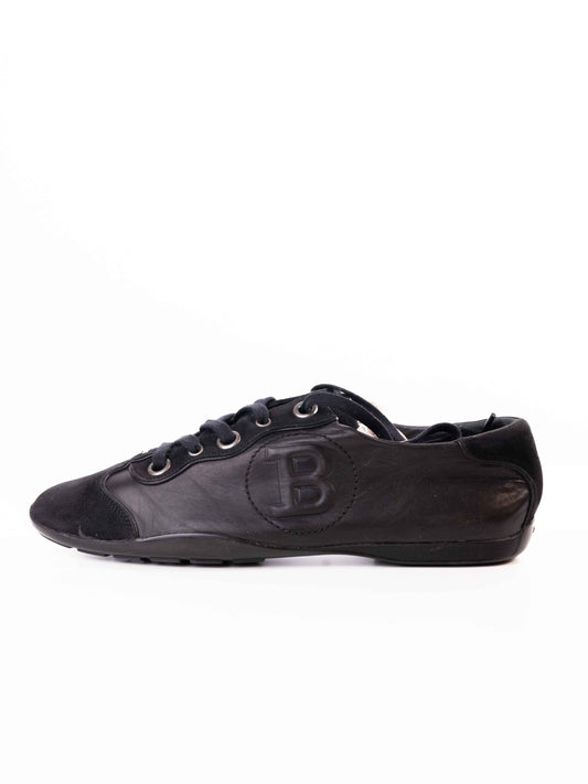 BALLY LEATHER LOW TRAINERS -BLACK