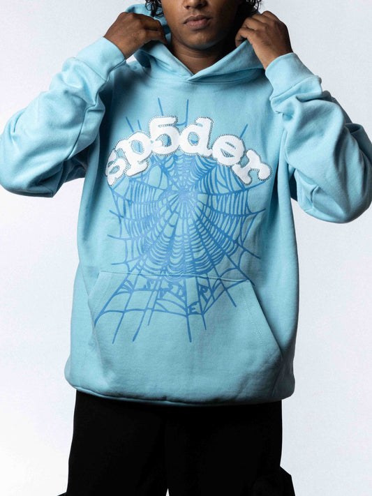 Sp5der Hoodie Sky Blue