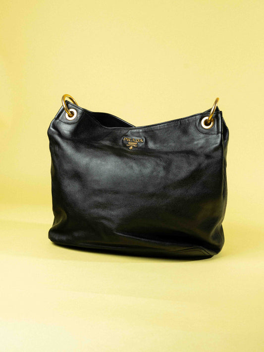 Prada Vitello Daino Hobo Bag Nero