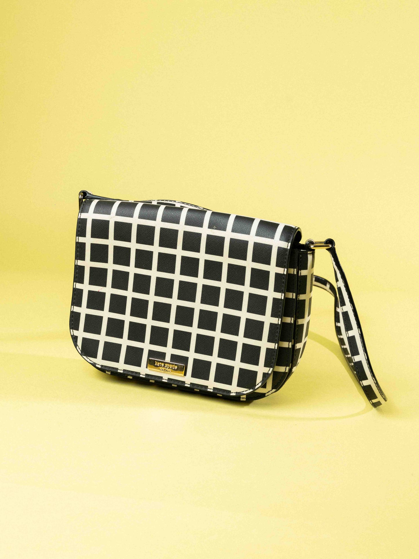 Kate Spade black and white grid crossbody bag