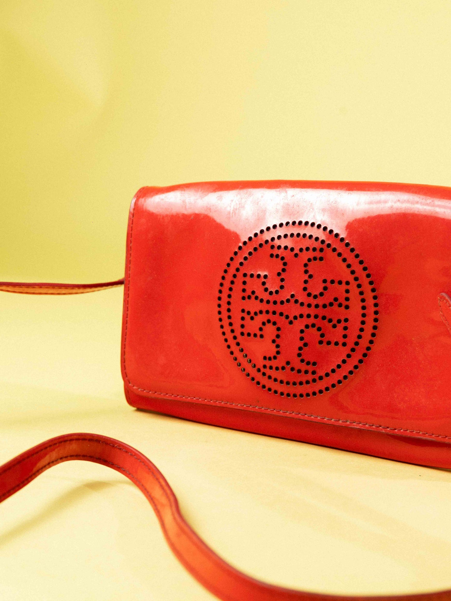 Tory Burch Red Reva Leather Flap Crossbody Bag