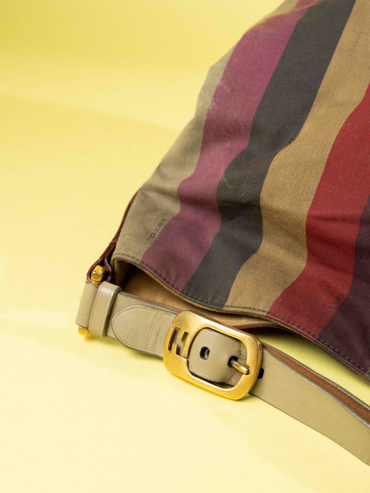 Fendi Multicolor Fabric and Leather Large Pequin Striped Hobo