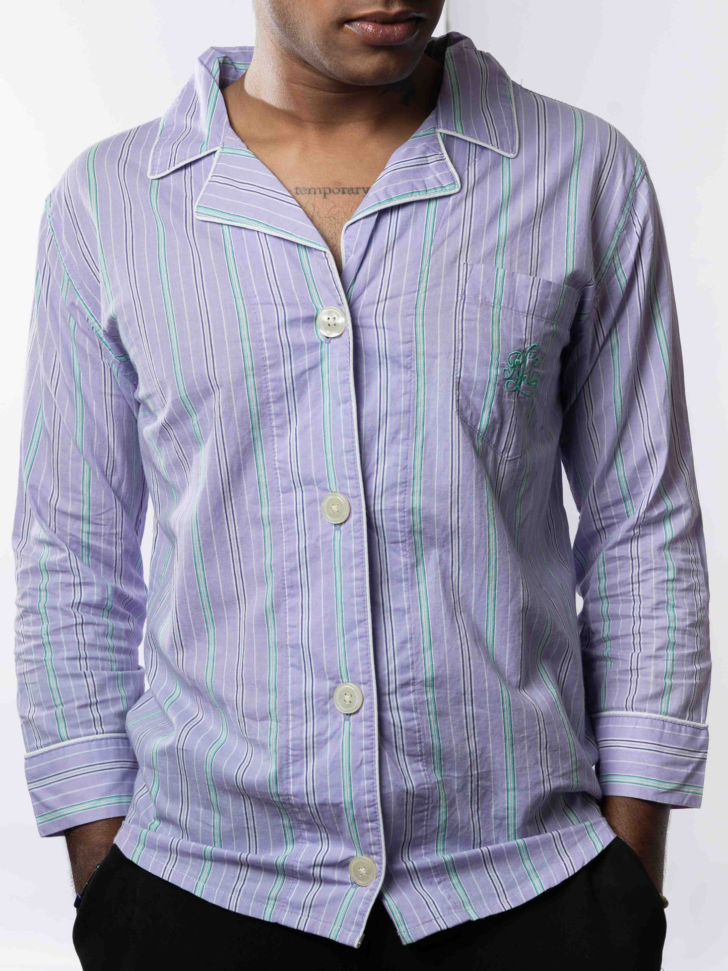 Polo By Ralph Lauren Striped Cotton-Blend Sateen Sleep shirt