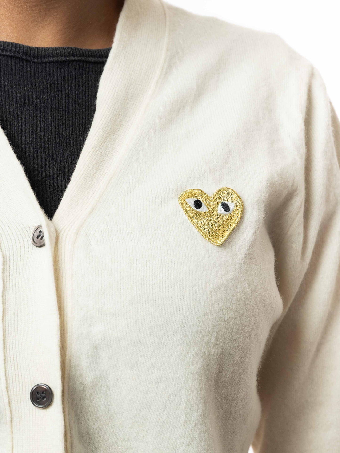 comme des gar√ßons play knit cardigan (creme)