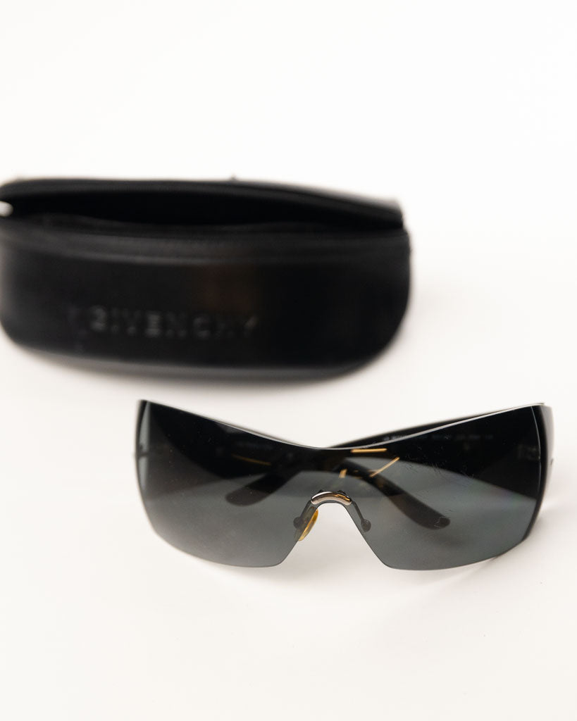 GIVENCHY BLACK SGV 661S SHIELD SUNGLASSES - BLACK