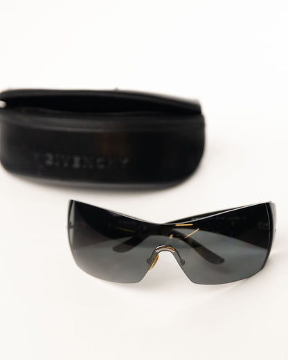 GIVENCHY BLACK SGV 661S SHIELD SUNGLASSES - BLACK