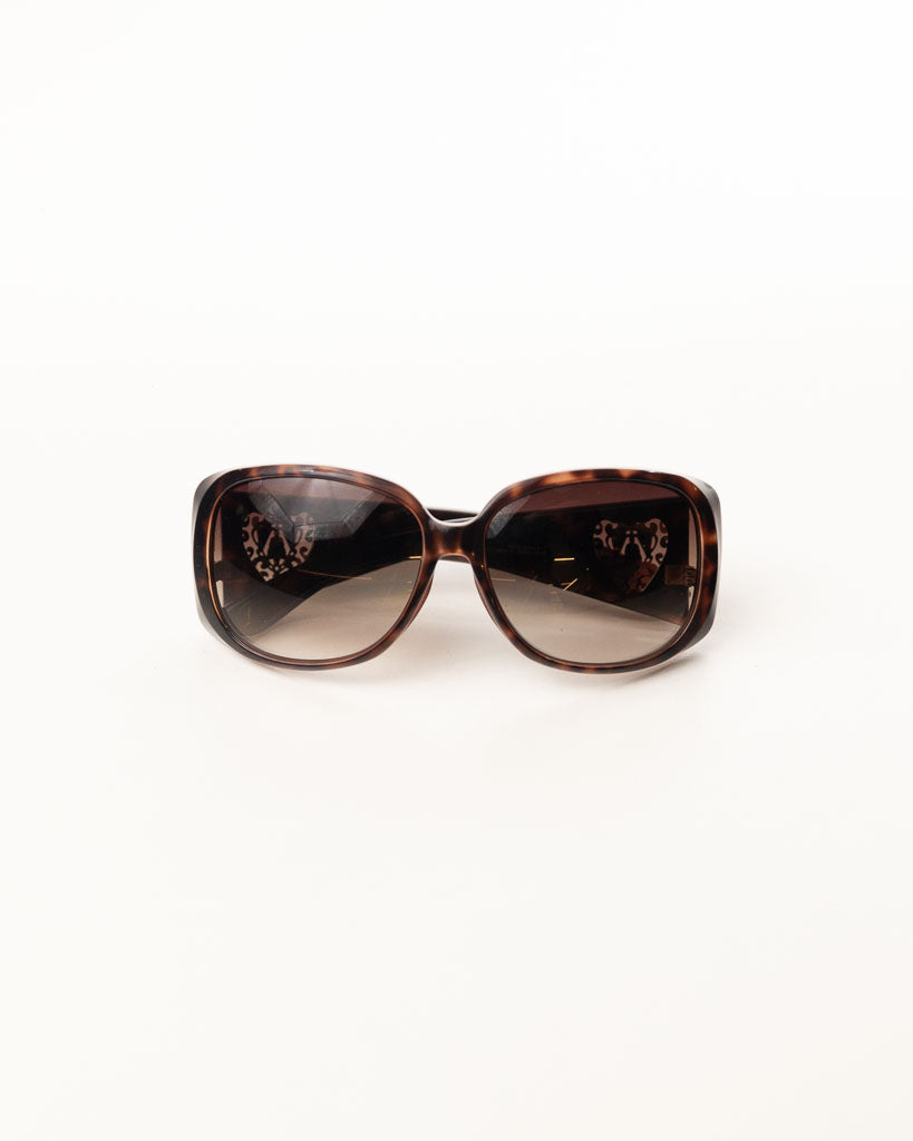 GUCCI BLACK HEART CREST SUNGLASSES -BROWN