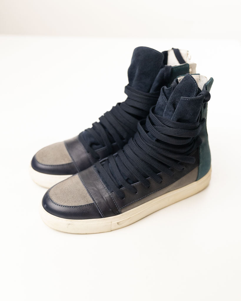 Kris Van Assche Multi Lace Suede And Leather Sneakers