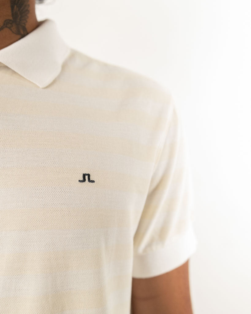 J LINDEBERG BRIDGE REGULAR FIT POLO - YELLOW AND WHITE