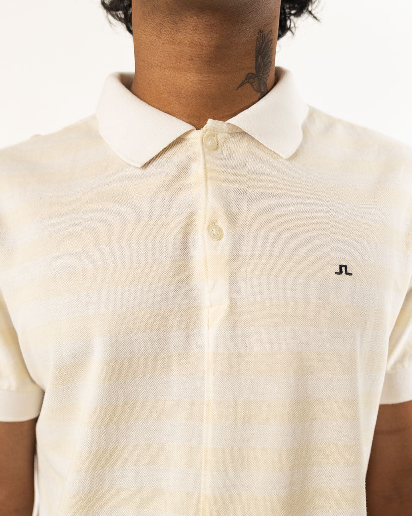 J LINDEBERG BRIDGE REGULAR FIT POLO - YELLOW AND WHITE